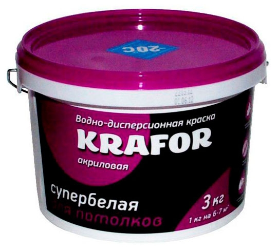 

Краска Альфа Супербелая для потолков водно-дисперсионная акриловая, 3 кг