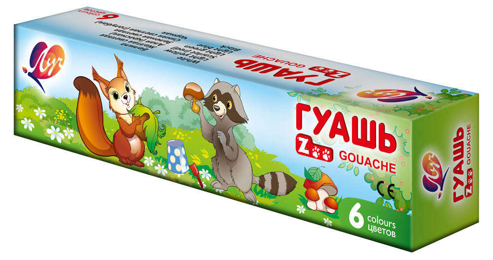 

Гуашь Луч ZOO, 6 цветов