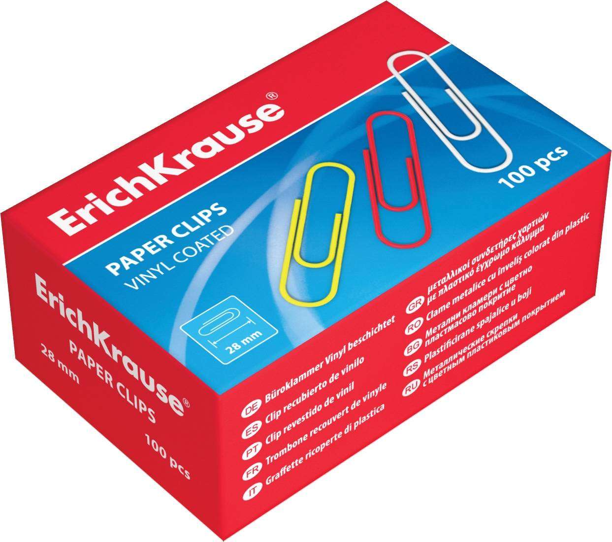 

Скрепки канцелярские ErichKrause 28 мм, 100 шт