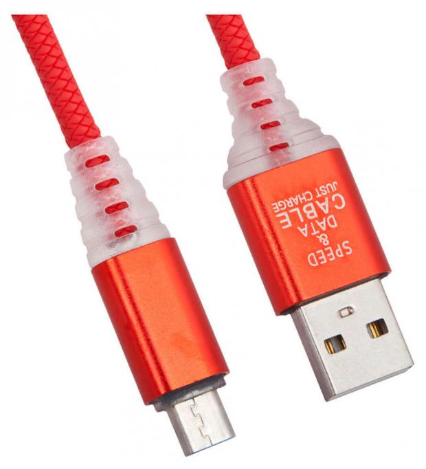 USB кабель Liberty Project Micro USB Змея LED TPE красный