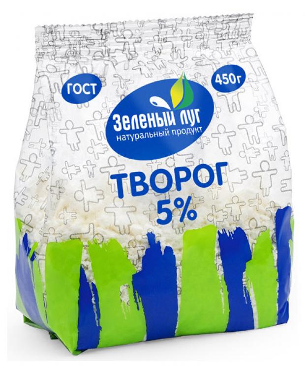 Творог Зеленый луг 5% БЗМЖ, 450 г
