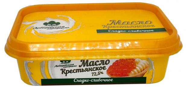 Масло сладкосливочное Агрофирма Лебедевская Крестьянское 72,5% БЗМЖ, 150 г