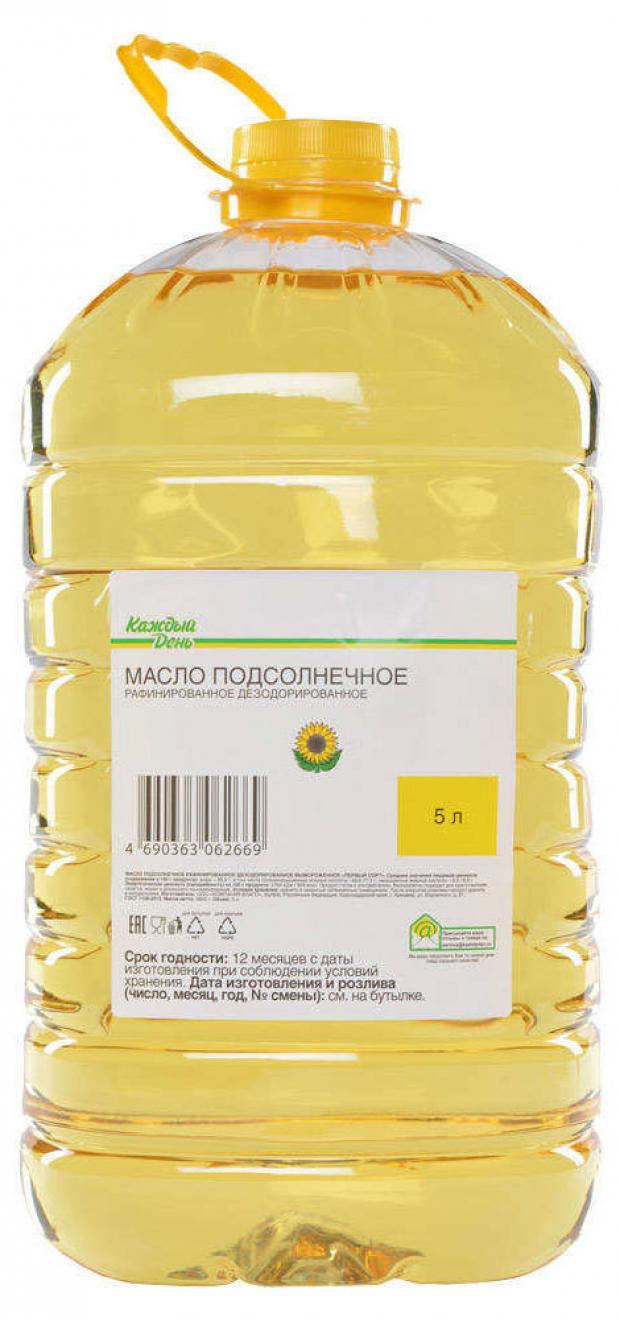 Масло подсолнечное Каждый день рафинированное дезодорированное, 5 л biogourmet масло подсолнечное мягкое 0 5 л