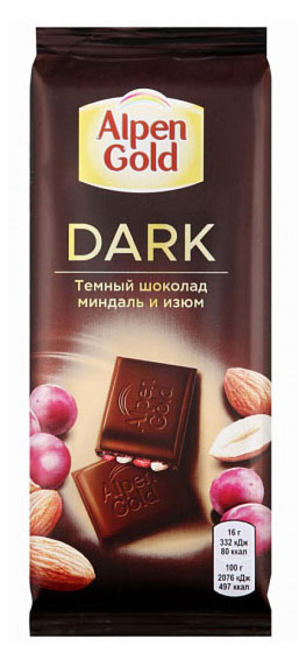 

Шоколад Alpen Gold темный с изюмом и миндалем, 80 г