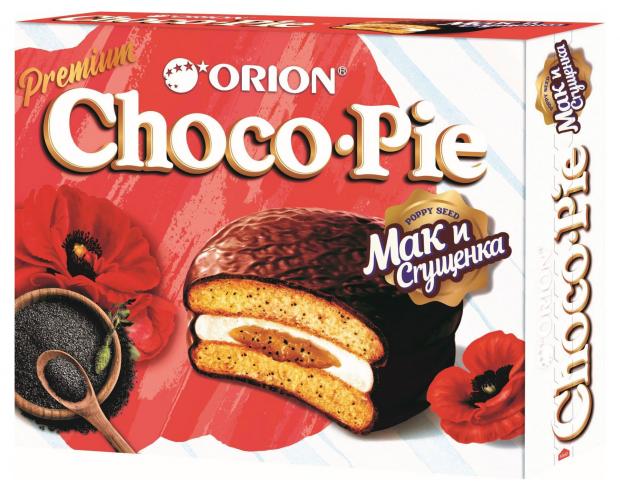 пирожное choco pie orion чёрная смородина 360 г Пирожное Orion Choco-Pie Poppy в глазури , 360 г