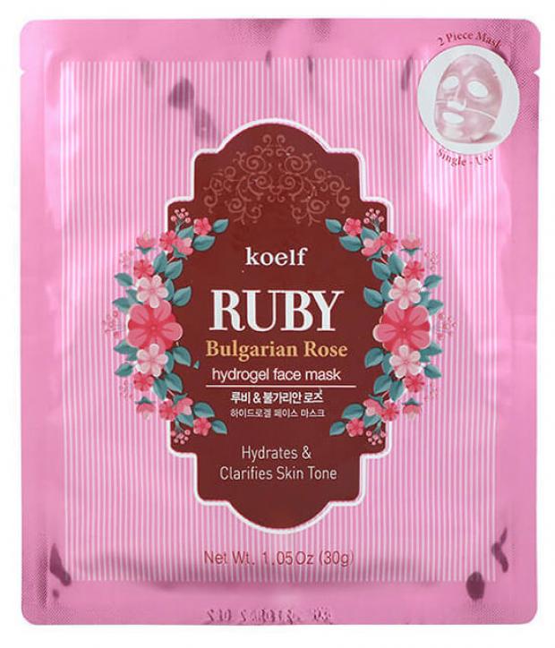 

Гидрогелевая маска для лица с рубиновой пудрой и розой Petitfee Ruby, 30 г