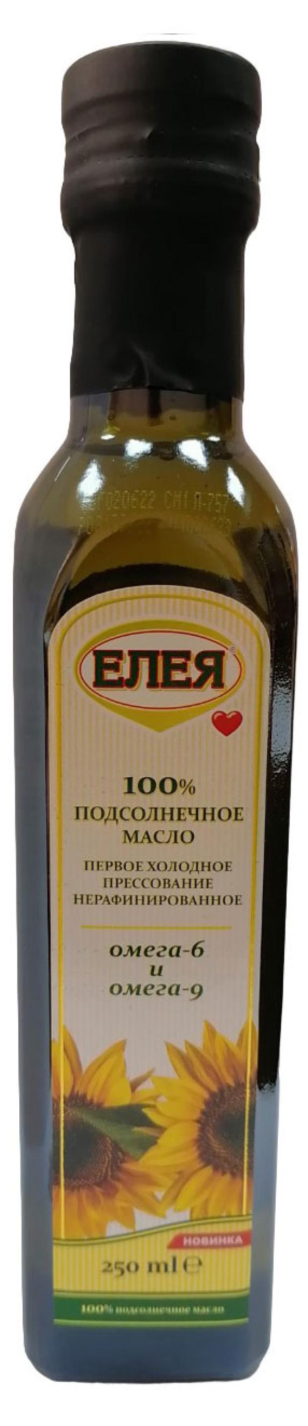Масло подсолнечное Елея нерафинированное первое холодное прессование, 250 мл
