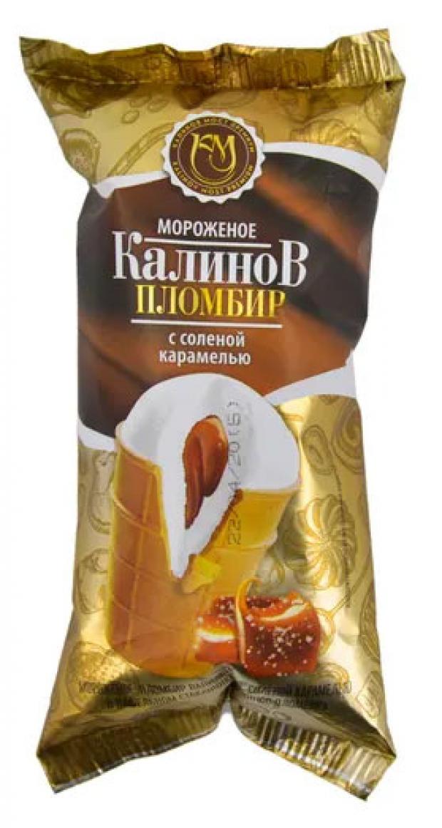 Мороженое пломбир Калинов Мост ванильный с соленой карамелью БЗМЖ, 100 г Мороженое пломбир Калинов Мост ванильный с соленой карамелью БЗМЖ, 100 г фото