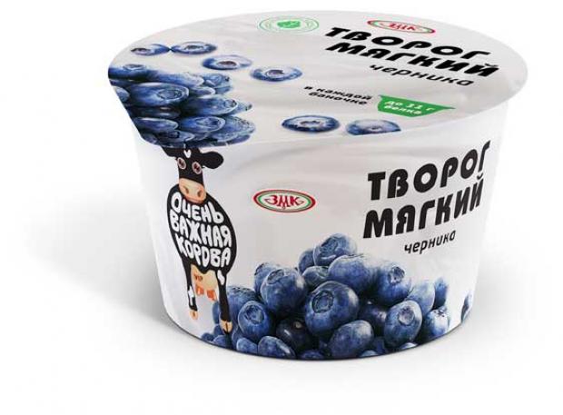 Творог мягкий Очень Важная Корова черника 4,2% БЗМЖ, 150 г