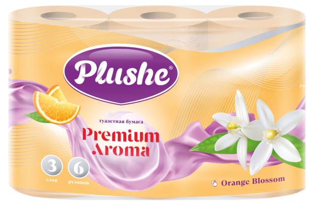 Туалетная бумага Plushe Premium Aroma Orange Blossom 3 слоя, 6 рулонов