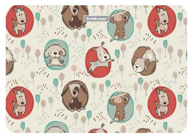 Подкладка настольная ErichKrause Little Dogs пластиковая А4, 12 шт