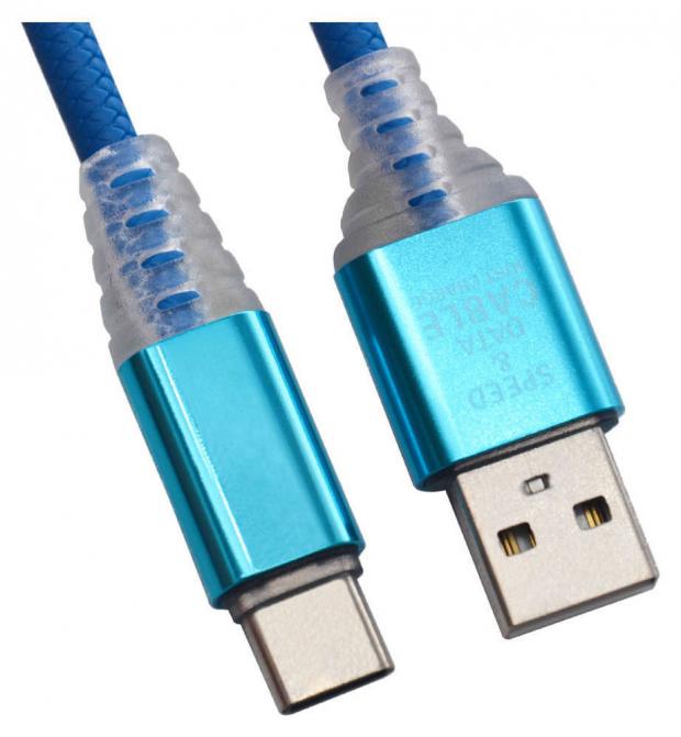 

USB кабель Liberty Project Type-C Змея LED TPE синий