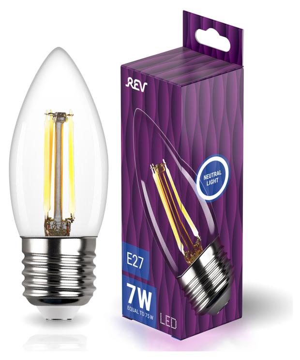 Лампа светодиодная REV DECO Filament свеча Premium С37 7Вт E27 4000K 730Лм