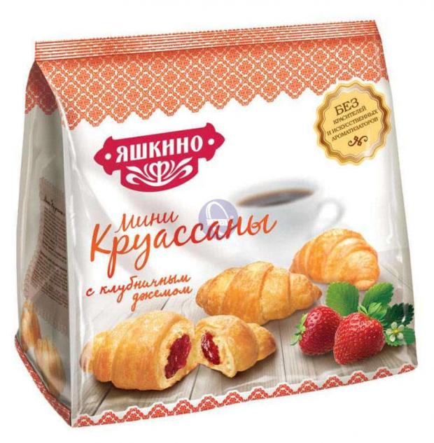 

Мини круассаны Яшкино с клубничным джемом, 180 г