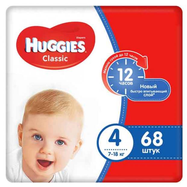 

Подгузники Huggies Classic 4 (7-18 кг), 68 шт