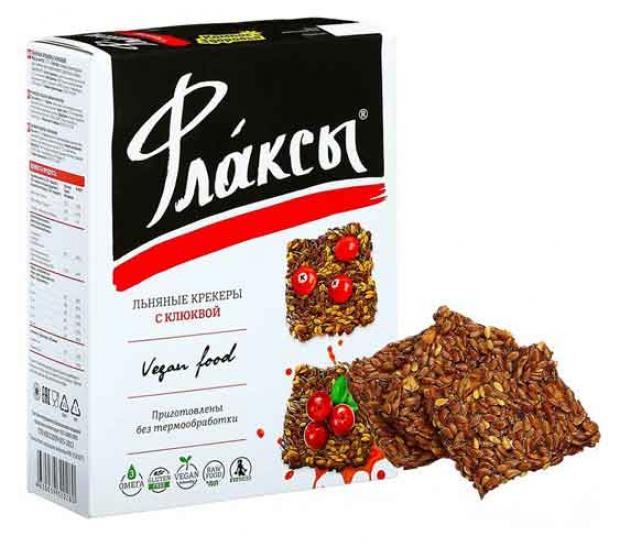 Крекеры льняные Компас Здоровья Флаксы с клюквой, 120 г