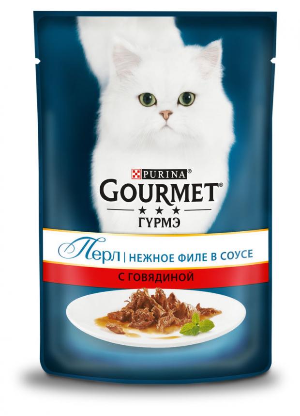 

Корм для кошек Gourmet Perle Нежное филе с говядиной в соусе, 85 г