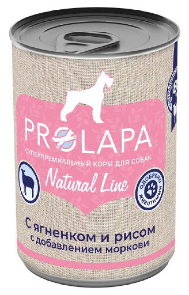 

Влажный корм для собак Prolapa Natural Line с ягненком, рисом и морковью, 400 г