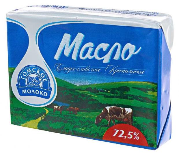 Масло сливочное Томское Молоко Крестьянское 72,5% БЗМЖ, 180 г