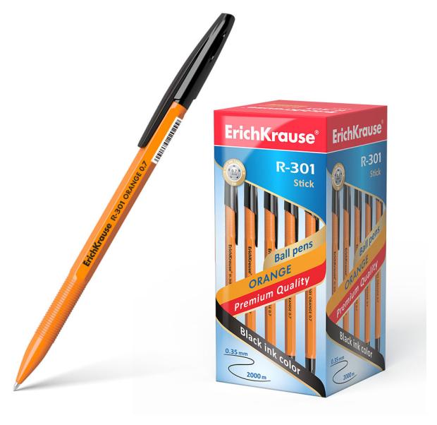 

Ручка шариковая ErichKrause Orange Stick R-301 черная 0,7 мм, 1 шт