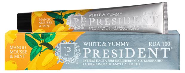 Зубная паста President White & Yummy Манго-мусс с мятой, 75 г