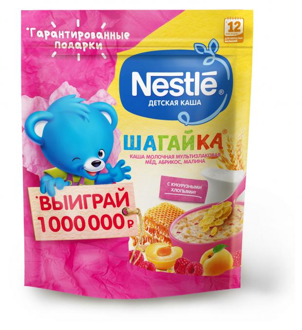 

Каша молочная Nestle Шагайка мультизлаковая мед абрикос малина c 12 мес., 190 г