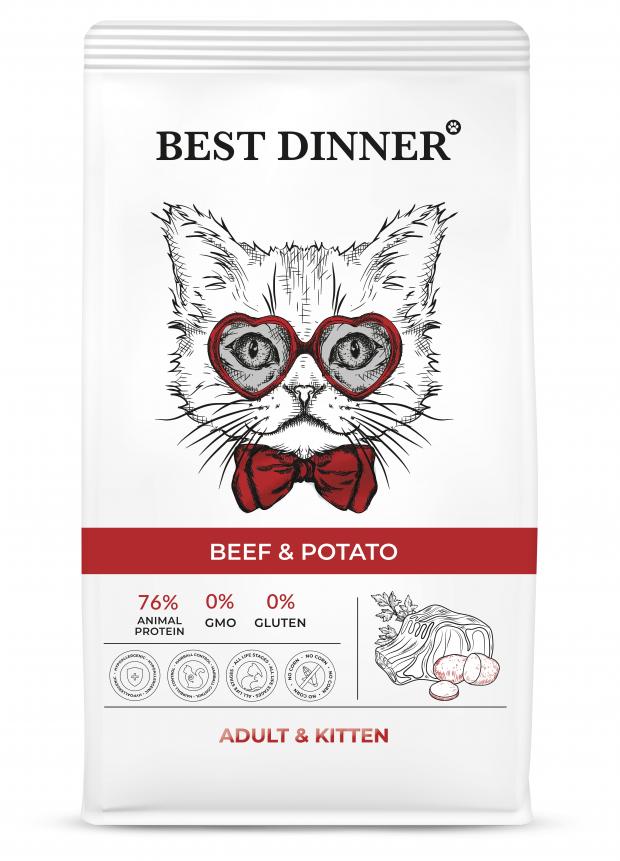 

Сухой корм для котят Best Dinner Эдалт Киттен с Говядиной и картофелем, 400 г