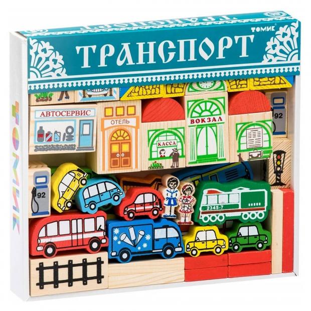 Конструктор деревянный Томик Транспорт Городок