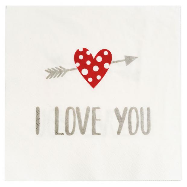 

Салфетки 3-х слойные ilove you, 33х33 см