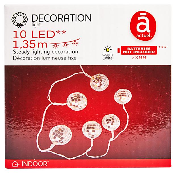 Электрогирлянда Actuel Дискошары на батарейках 10 LED, 1,35 м