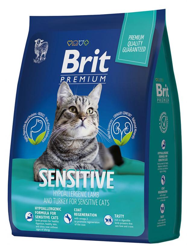 Сухой корм для кошек Brit Premium ягненок индейка, 2 кг