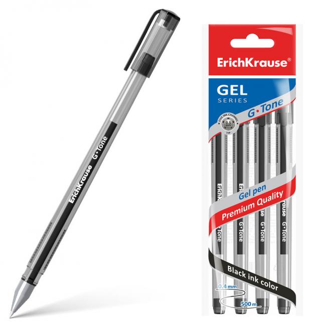 

Ручка гелевая ErichKrause G-Tone черная, 4 шт