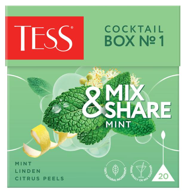 Чайный напиток Tess Cocktail Box 1 мята в пирамидках, 20х1,5 г