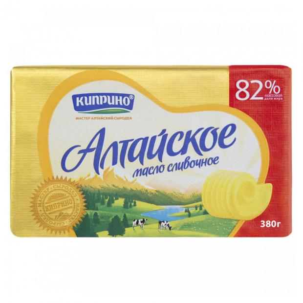 Масло сливочное Киприно Алтайское 82%, 380 г масло сливочное вологодское 82 5% 180 г