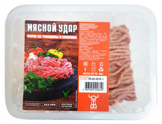 Фарш свино-говяжий Мясной удар Домашний, 400 г