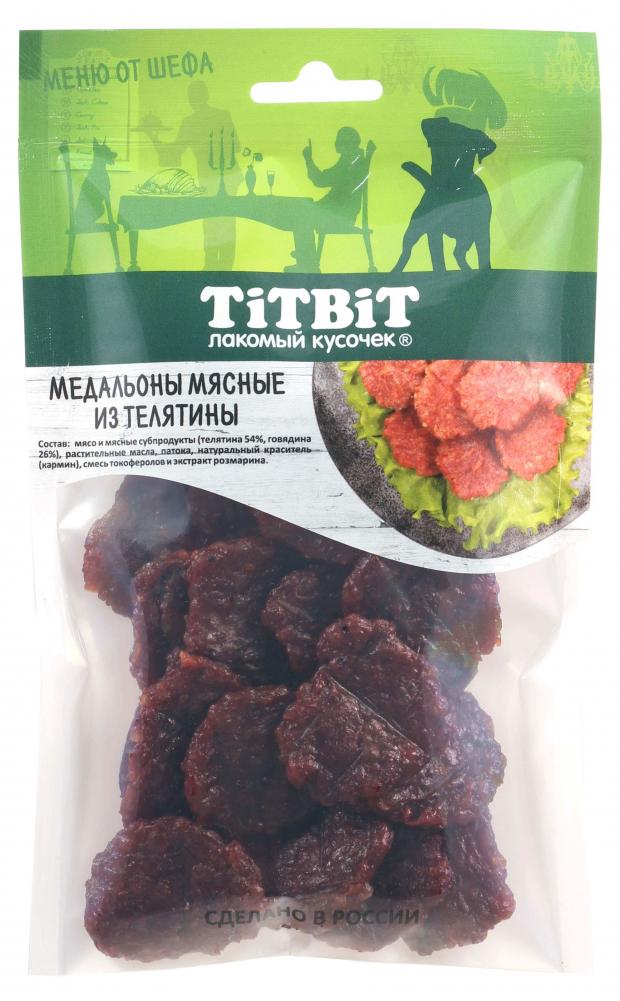 

Лакомство для собак TiTBiT Медальоны мясные из телятины Меню от Шефа, 80 г