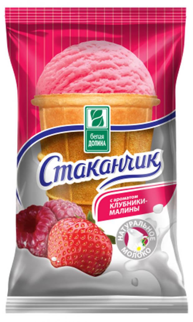 Мороженое пломбир Белая Долина клубника-малина 8% БЗМЖ, 70 г