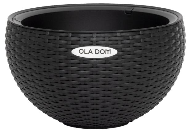 Кашпо OLA DOM Rattan Антрацит, d 34 см