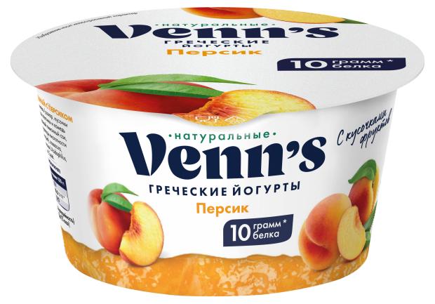 Йогурт Venn`s Греческий обезжиренный с персиком 0,1% БЗМЖ, 130 г