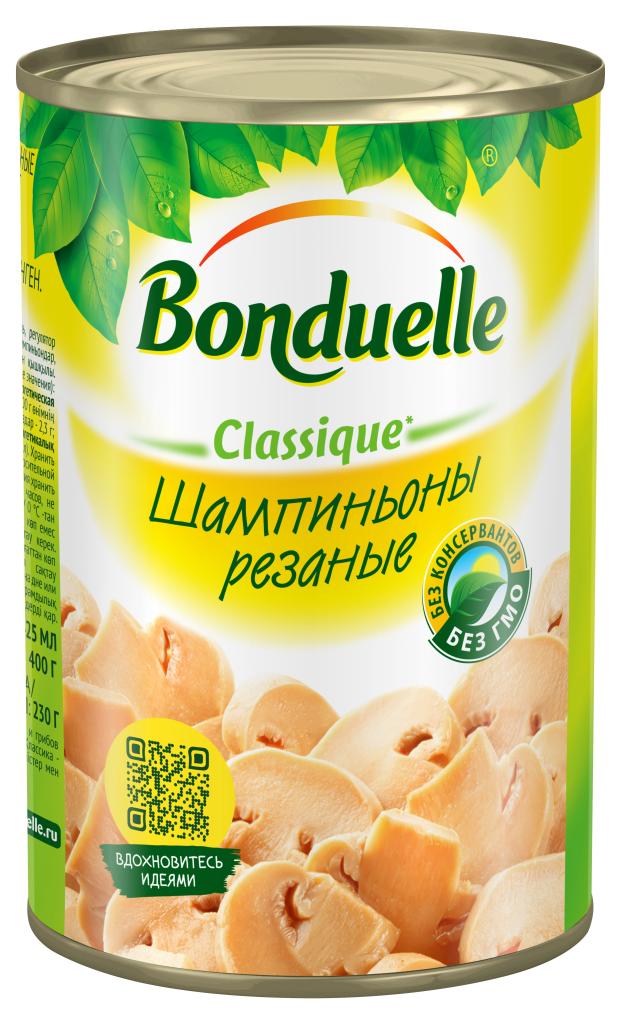 Шампиньоны BONDUELLE резаные, 400 г грибы маринованные шампиньоны bonduelle expert 540г