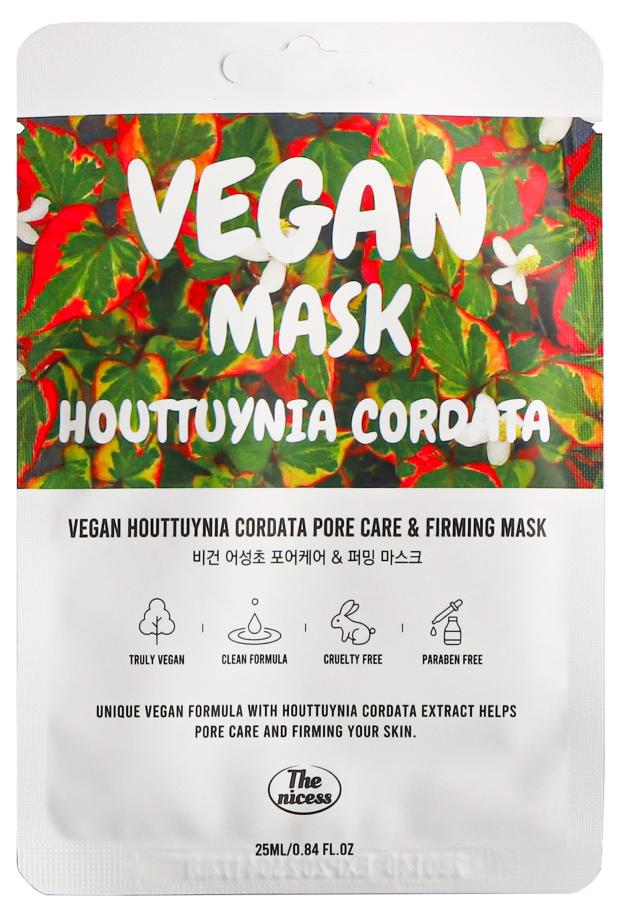 Маска для лица The nicess Vegan Houttuynia Cordata уход и очищение пор тканевая, 25 мл маска для лица the nicess vegan houttuynia cordata уход и очищение пор тканевая 25 мл