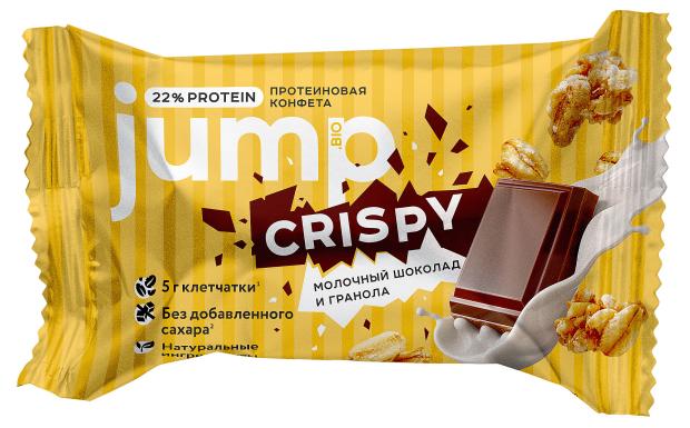 

Конфета протеиновая 22% JUMP.BIO Молочный шоколад и гранола без сахара, 30 г
