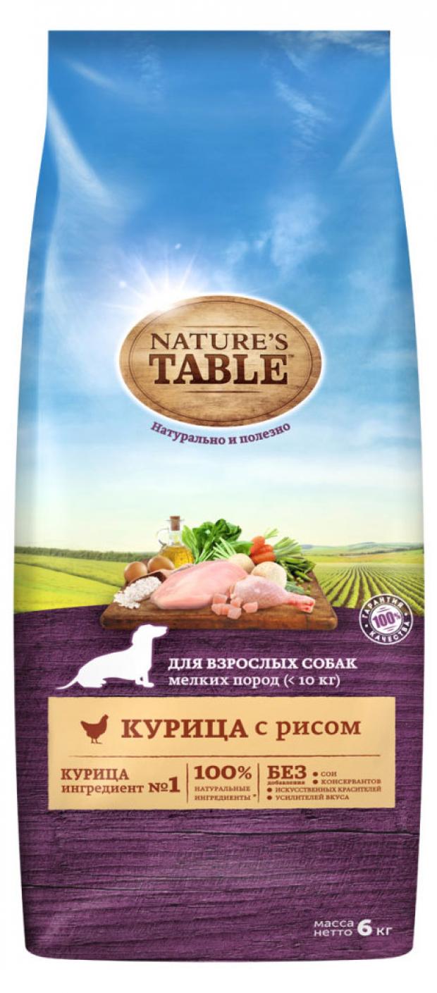 

Сухой корм для взрослых собак Natures Table мелких пород Курица с рисом, 6 кг