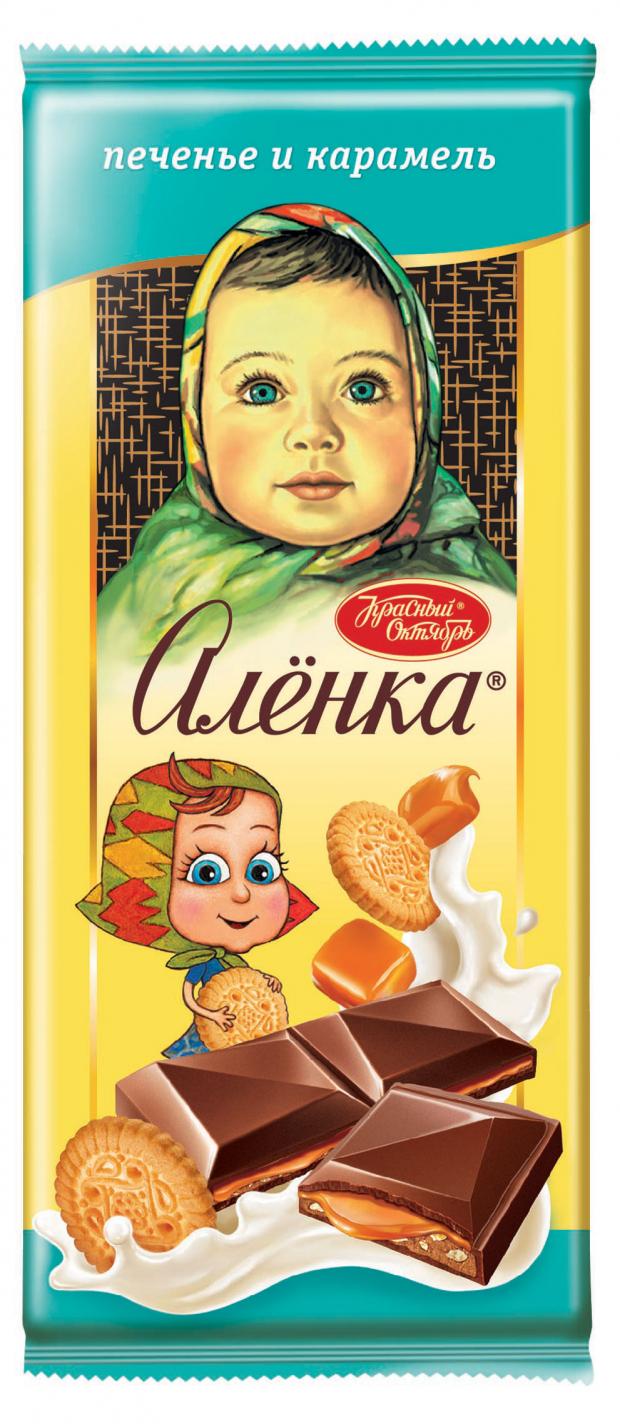 

Шоколад Аленка с карамельной и молочной начинками и печеньем, 87 г