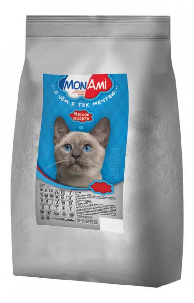 Сухой корм для кошек MonAmi мясное ассорти, весовой 1 кг