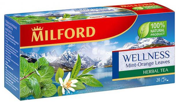 

Напиток чайный Milford Веллнесс Мята-Листья апельсина в пакетиках, 20х1,75 г