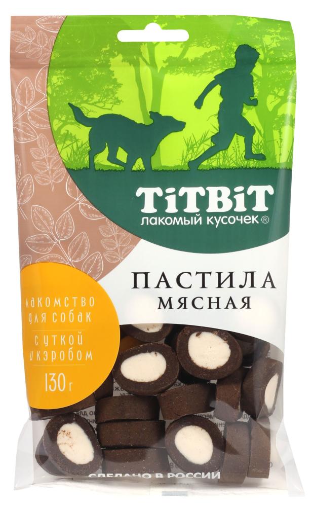

Лакомство для собак TiTBiT Пастила мясная с уткой и кэробом, 130 г