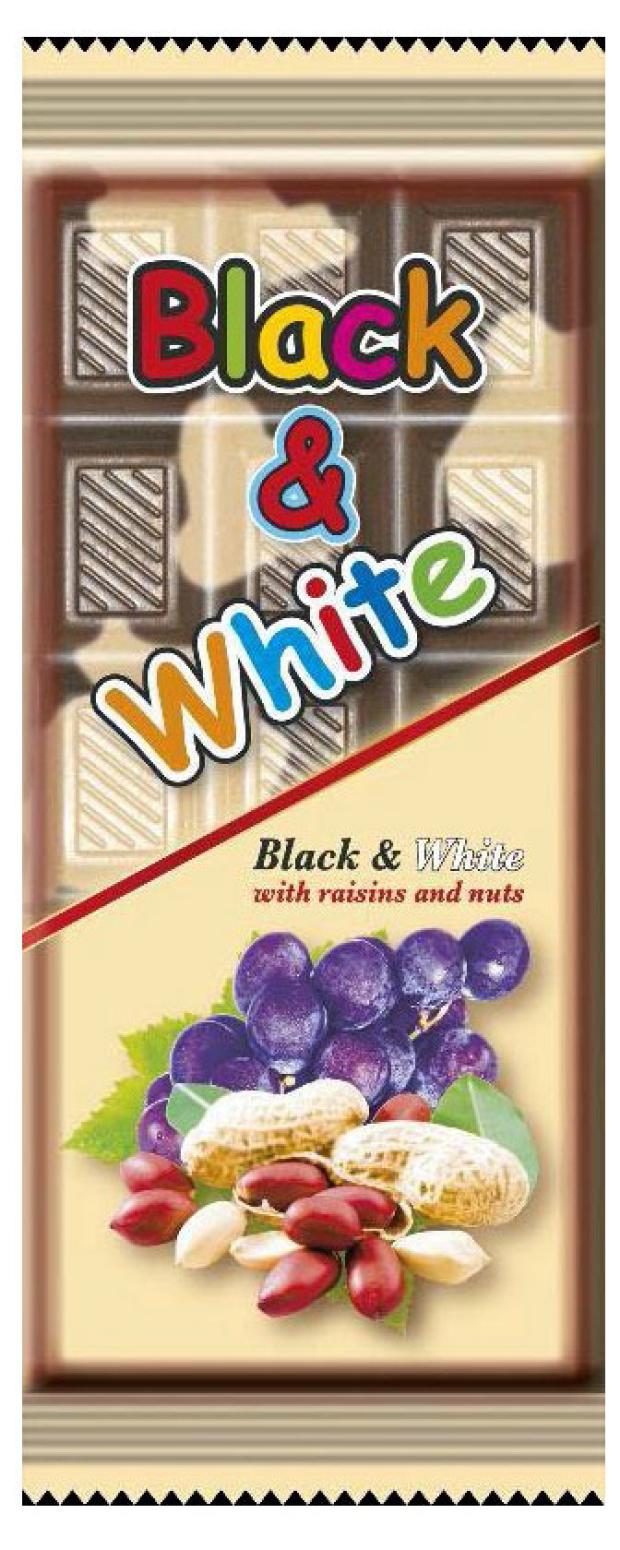

Шоколад CHOCOYOCO Black&White с арахисом и изюмом, 80 г