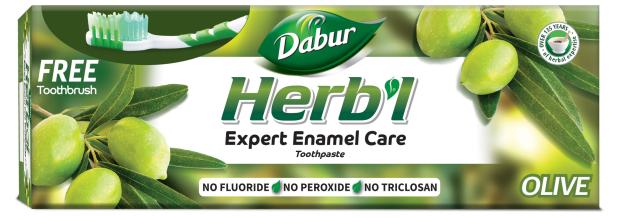 Зубная паста Dabur Herbl для защиты зубной эмали с оливой + зубная щетка, 150 г
