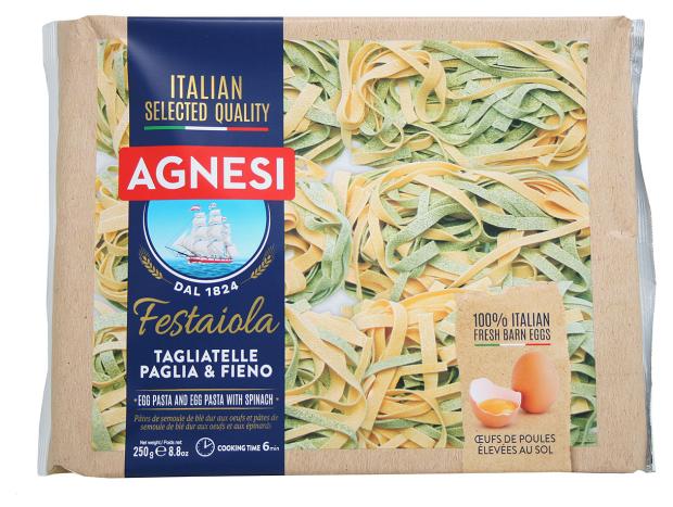 Макаронные изделия Agnesi Tagliolini яичные с шпинатом, 250 г